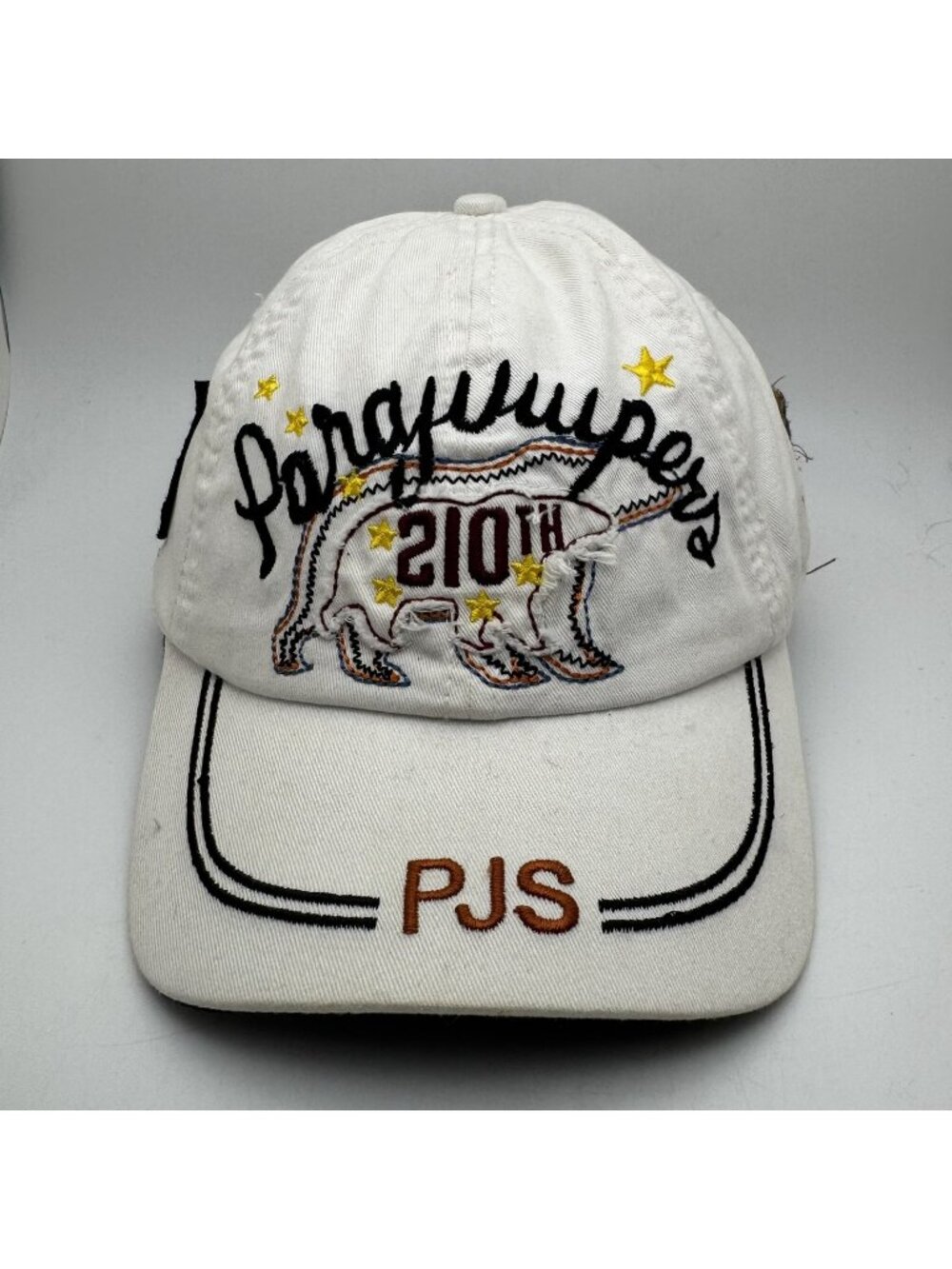 Parajumpers PJS White Baseball Cap Hat Adjustable Embroidered Bear Alaska